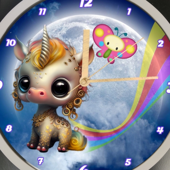 Over the midnight rainbow led dance light clock with baby butterfly, full moon - Picture 5 of 5